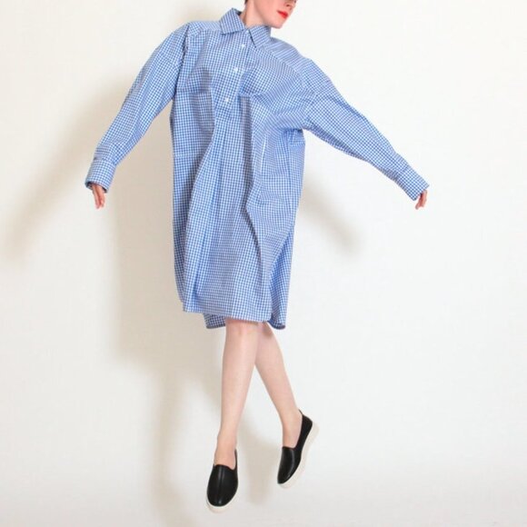 FFIXXED STUDIOS Women Chingy Shirt Dress Long Sleeve Cotton Blue White Size M - Picture 3 of 9